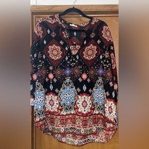 Bohemian Patterned 3/4 length sleeve blouse